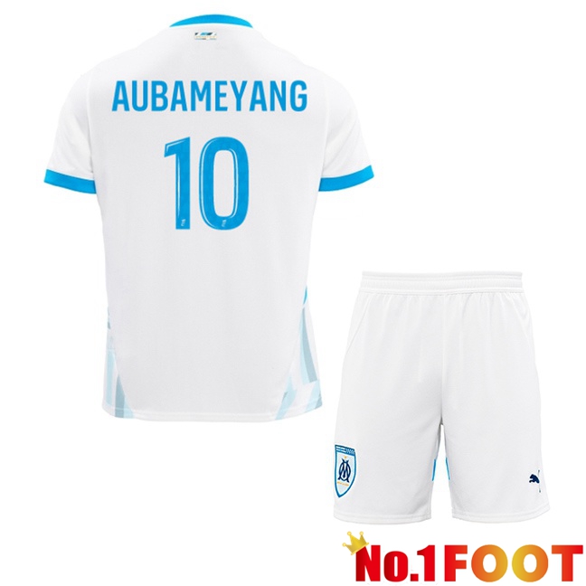 Marseille OM (AUBAMEYANG 10) Kids Home Soccer Jersey White 2024/2025