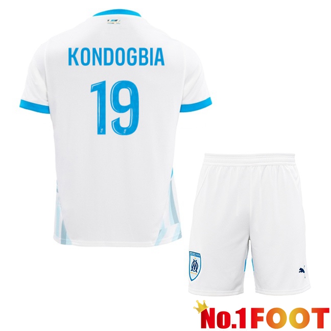 Marseille OM (KONDOGBIA 19) Kids Home Soccer Jersey White 2024/2025