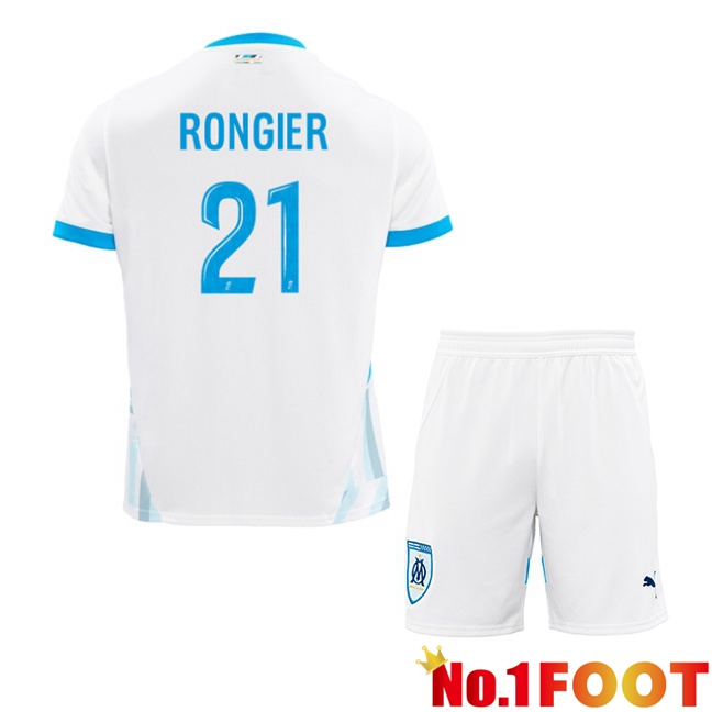 Marseille OM (RONGIER 21) Kids Home Soccer Jersey White 2024/2025