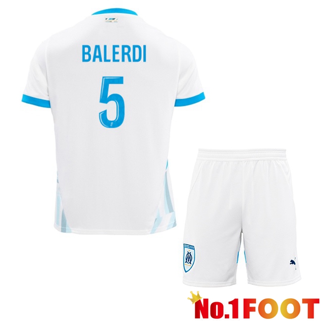 Marseille OM (BALERDI 5) Kids Home Soccer Jersey White 2024/2025