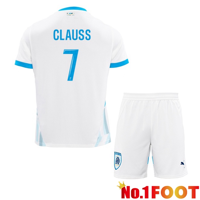 Marseille OM (CLAUSS 7) Kids Home Soccer Jersey White 2024/2025