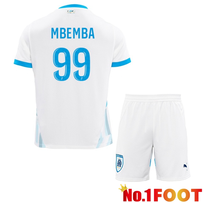 Marseille OM (MBEMBA 99) Kids Home Soccer Jersey White 2024/2025