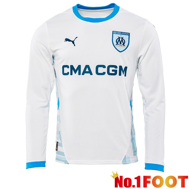 Marseille OM Home Soccer Jersey Long sleeve White 2024/2025