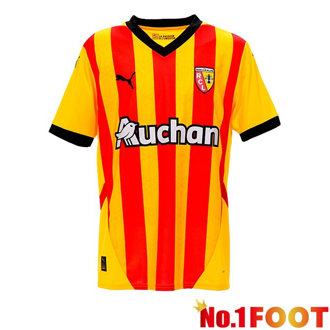 RC Lens Home Soccer Jersey Yellow Red 2024/2025