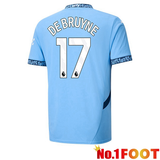 Manchester City (Kevin De Bruyne 17) Home Soccer Jersey Blue 2024/2025