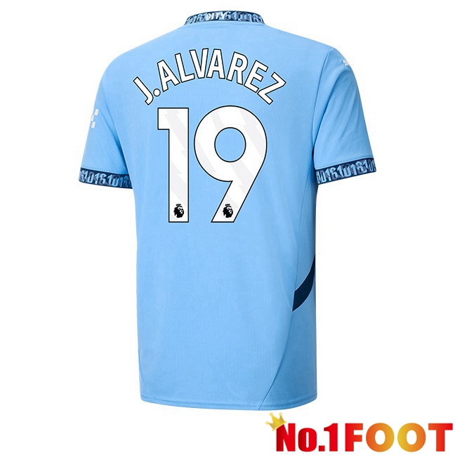 Manchester City (Julián Álvarez 19) Home Soccer Jersey Blue 2024/2025