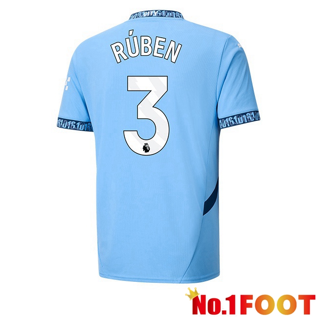 Manchester City (Ruben Dias 3) Home Soccer Jersey Blue 2024/2025