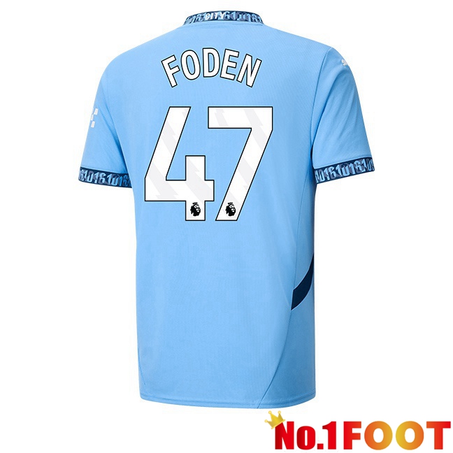 Manchester City (Phil Foden 47) Home Soccer Jersey Blue 2024/2025