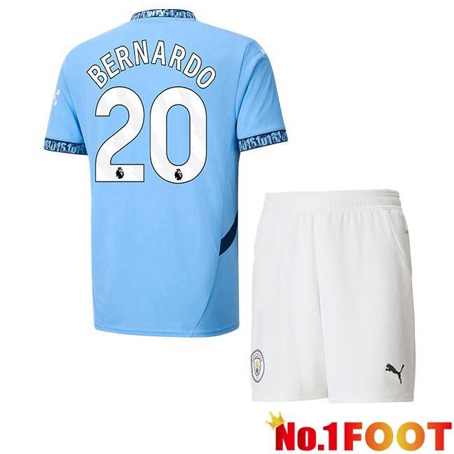 Manchester City (Bernardo Silva 20) Kids Home Soccer Jersey Blue 2024/2025