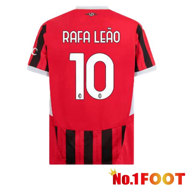 AC Milan (Rafa Leão 10) Home Soccer Jersey Red Black 2024/2025