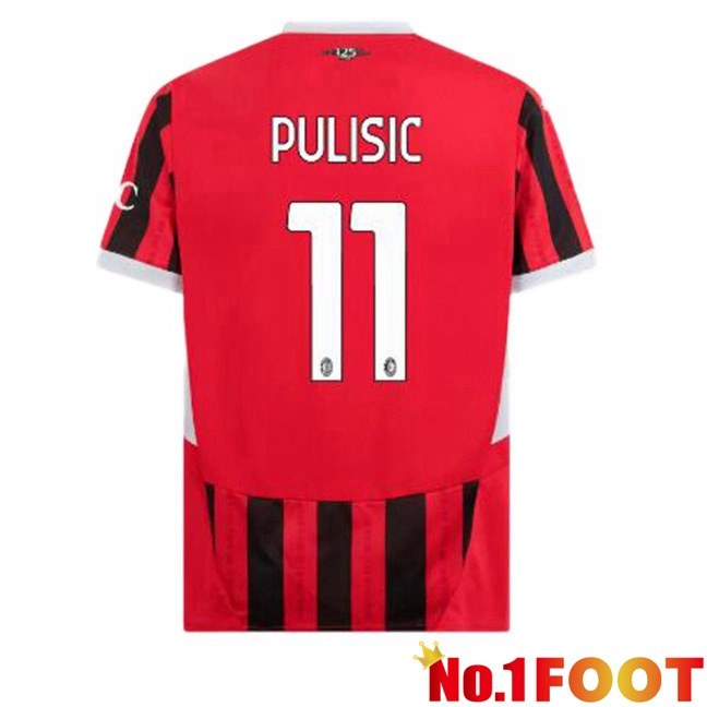 AC Milan (Pulisic 11) Home Soccer Jersey Red Black 2024/2025