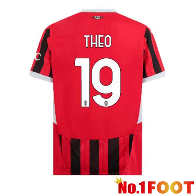 AC Milan (THEO 19) Home Soccer Jersey Red Black 2024/2025 - Click Image to Close