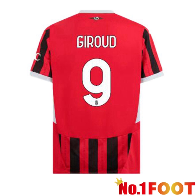 AC Milan (Giroud 9) Home Soccer Jersey Red Black 2024/2025