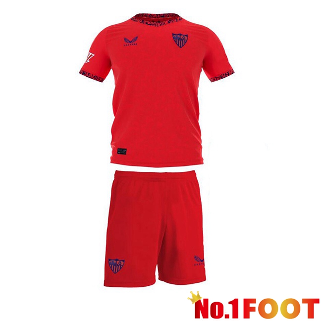 Sevilla FC Kids Away Soccer Jersey Red 2024/2025 - Click Image to Close