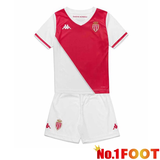 AS Monaco Kids Home Soccer Jersey White Red 2024/2025