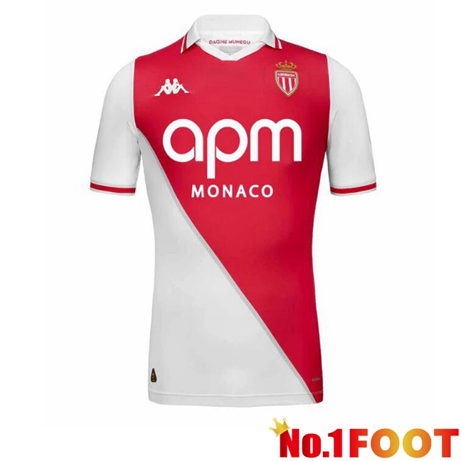 AS Monaco Home Soccer Jersey White Red 2024/2025