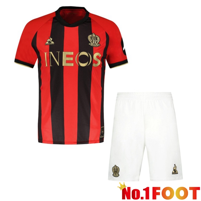 OGC Nice Kids Home Soccer Jersey Red Black 2024/2025