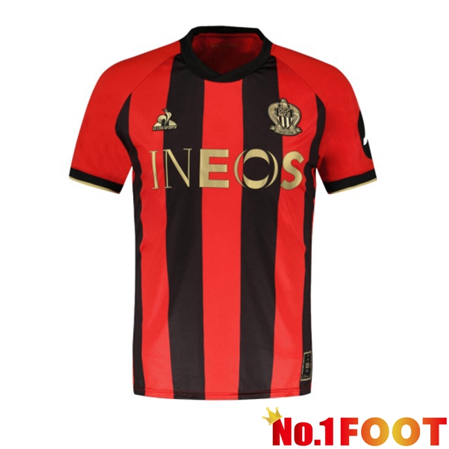 OGC Nice Home Soccer Jersey Red Black 2024/2025