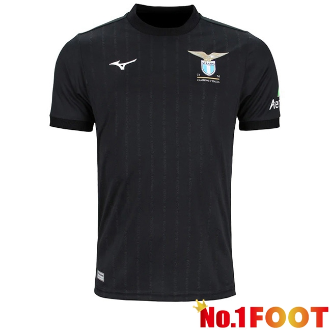 SS Lazio Soccer Jersey 50th Anniversary Champion Edition Black 1973/1974