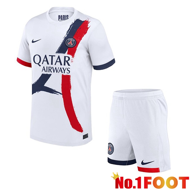 Paris PSG Kids Away Soccer Jersey White 2024/2025