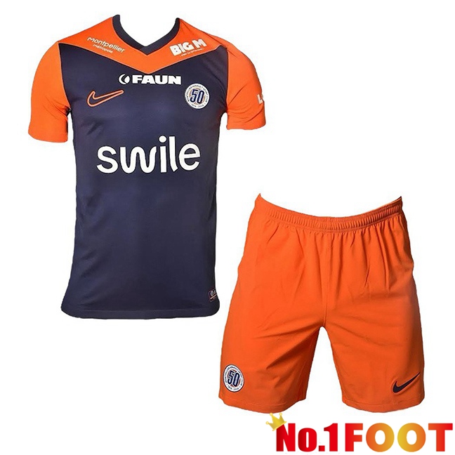 Montpellier HSC Kids Home Soccer Jersey Blue Orange 2024/2025