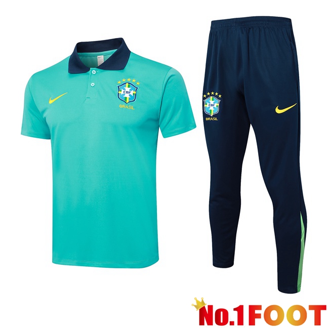 Brazil Soccer Polo + Training Pants Green 2024/2025 - Click Image to Close