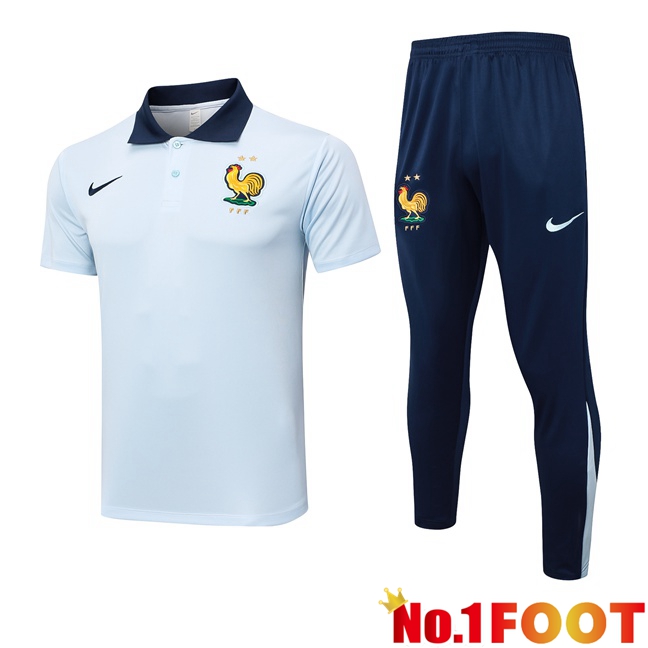 France Soccer Polo + Training Pants Blue 2024/2025 - Click Image to Close