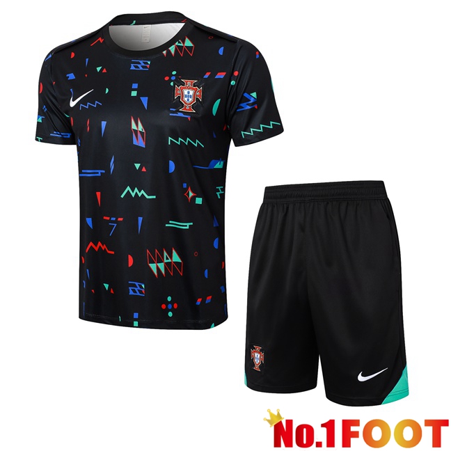 Portugal kit Training T Shirt + Shorts Black 2024/2025