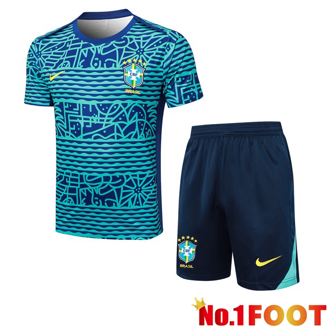 Brazil kit Training T Shirt + Shorts Blue 2024/2025