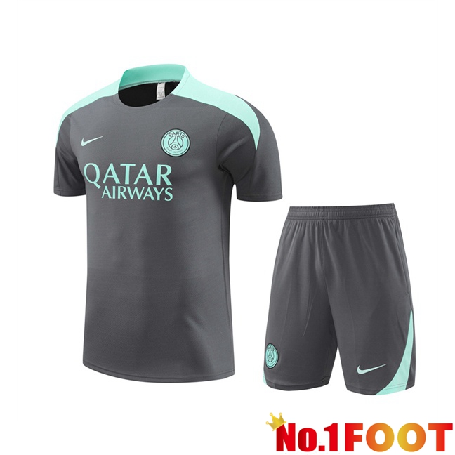 Paris PSG kit Training T Shirt + Shorts Grey 2024/2025