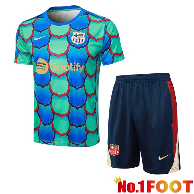 FC Barcelona kit Training T Shirt + Shorts Green 2024/2025