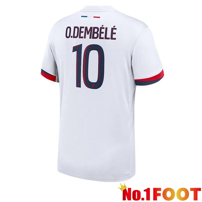 Paris PSG (O.Dembélé 10) Away Soccer Jersey White 2024/2025