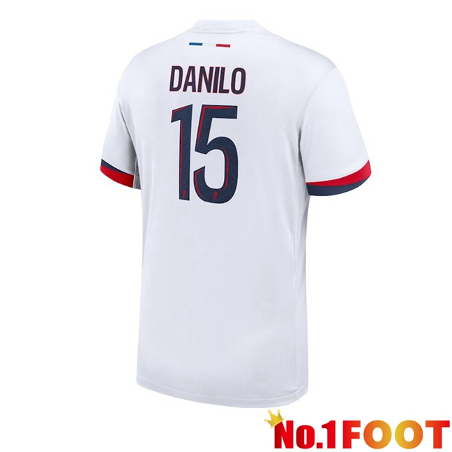 Paris PSG (Danilo 15) Away Soccer Jersey White 2024/2025