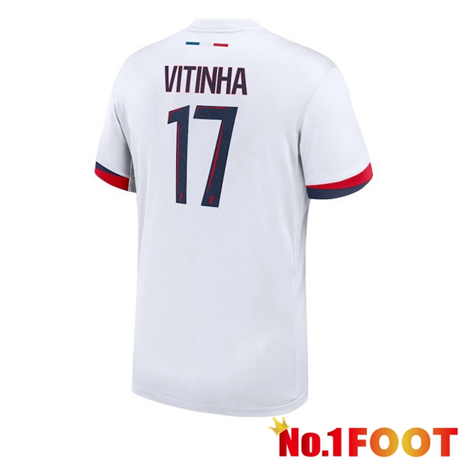 Paris PSG (Vitinha 17) Away Soccer Jersey White 2024/2025