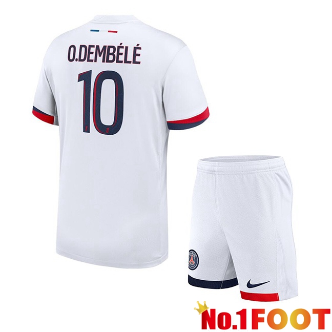 Paris PSG (O.Dembélé 10) Kids Away Soccer Jersey White 2024/2025