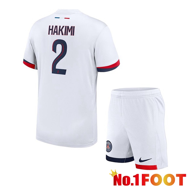 Paris PSG (Hakimi 2) Kids Away Soccer Jersey White 2024/2025