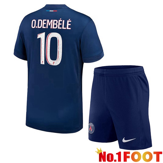 Paris PSG (O.Dembélé 10) Kids Home Soccer Jersey Blue Royal 2024/2025