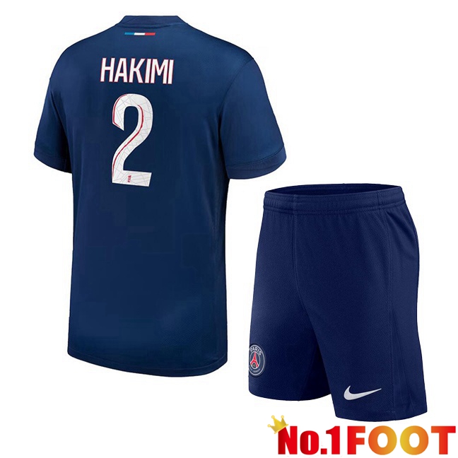 Paris PSG (Hakimi 2) Kids Home Soccer Jersey Blue Royal 2024/2025