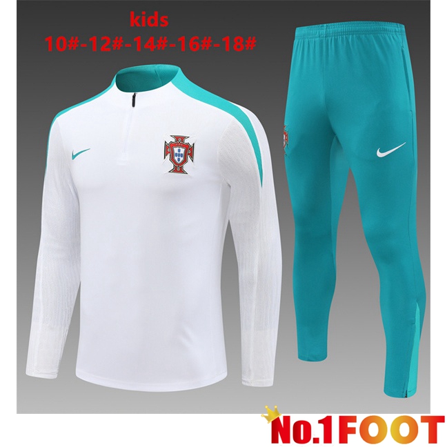 Portugal Kids kit Training Tracksuit White 2024/2025 - Click Image to Close