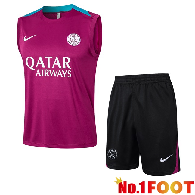 Paris PSG Soccer Vest + Shorts Purple 2024/2025