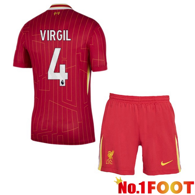 FC Liverpool (VIRGIL 4) Kids Home Soccer Jersey Red 2024/2025