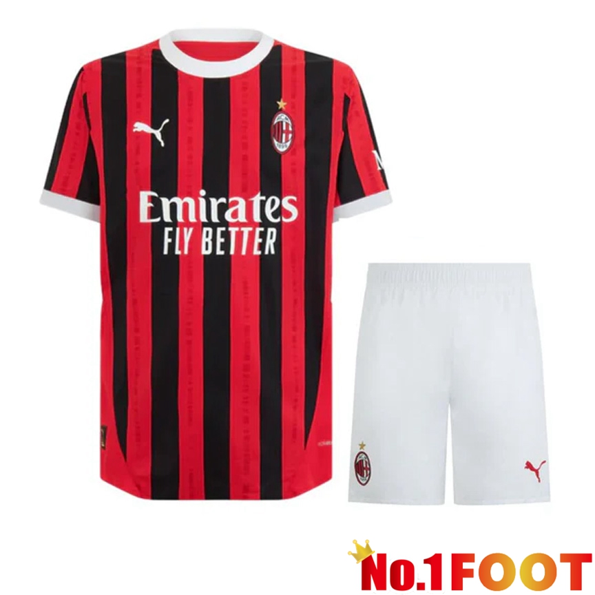 AC Milan Home kit Soccer Jersey + Shorts 2024/2025 - Click Image to Close