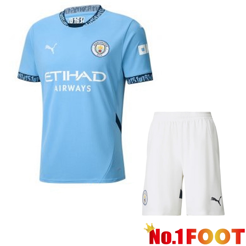 Manchester City Home kit Soccer Jersey + Shorts 2024/2025