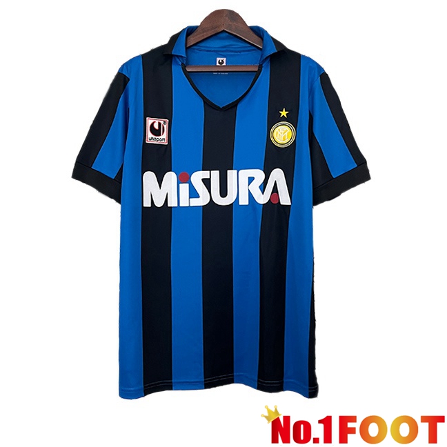 Inter Milan Retro Home Soccer Jersey Blue Black 1990-1991