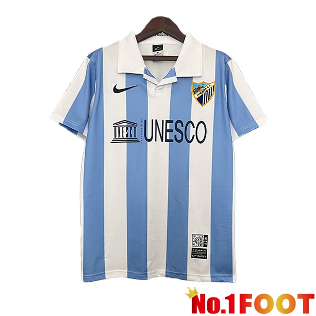 Malaga Retro Home Soccer Jersey Blue White 2012-2013