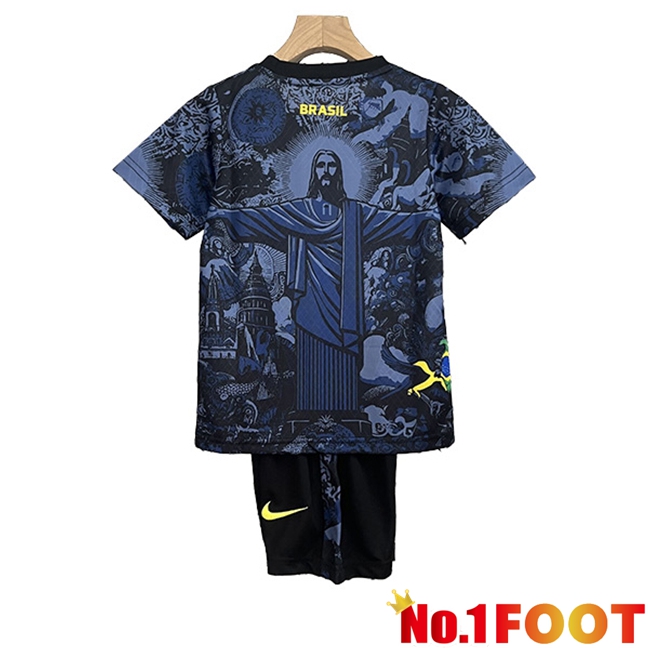 Brazil Kids Soccer Jersey Special Edition Ocean Blue 2024/2025 - Click Image to Close