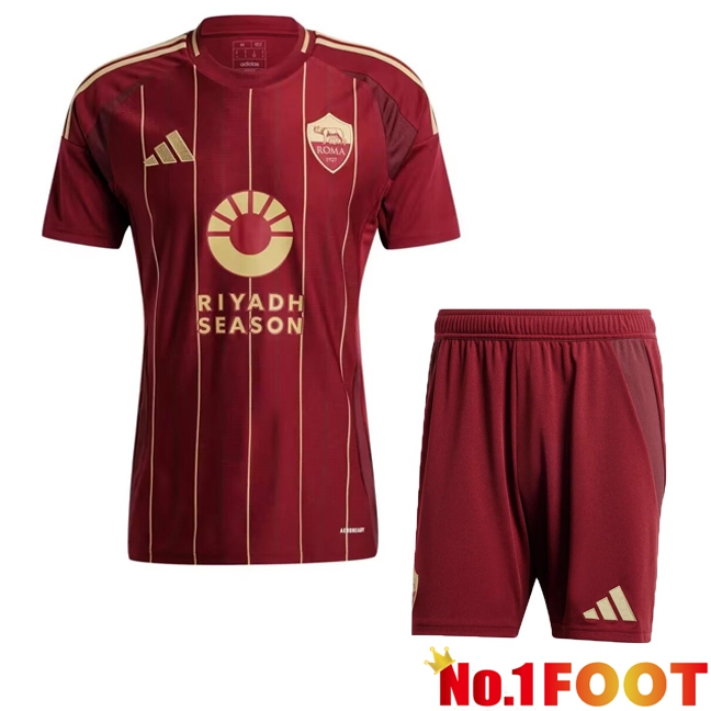 AS Rome Home kit Soccer Jersey + Shorts 2024/2025