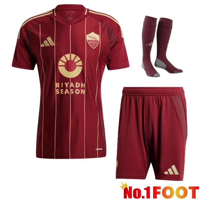 AS Rome Home kit Soccer Jersey (Shorts + Socks) 2024/2025