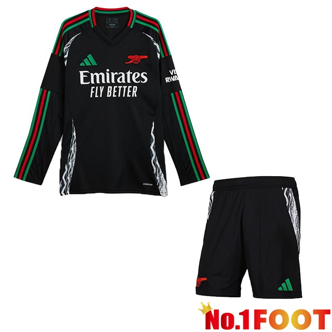 Arsenal Kids Away Soccer Jersey Long sleeve Black 2024/2025