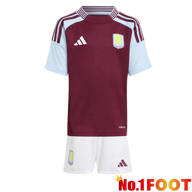 Aston Villa Kids Home Soccer Jersey Red 2024/2025